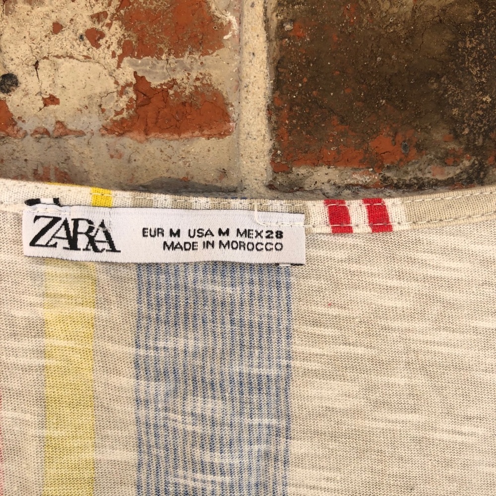ZARA Combined Striped Lace Boho Mod MIDI Dress M - Picture 15 of 15